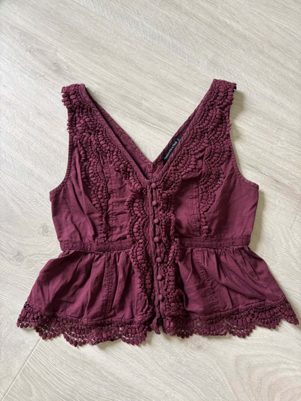Abercrombie & Fitch Crochet-Trim Peplum Top